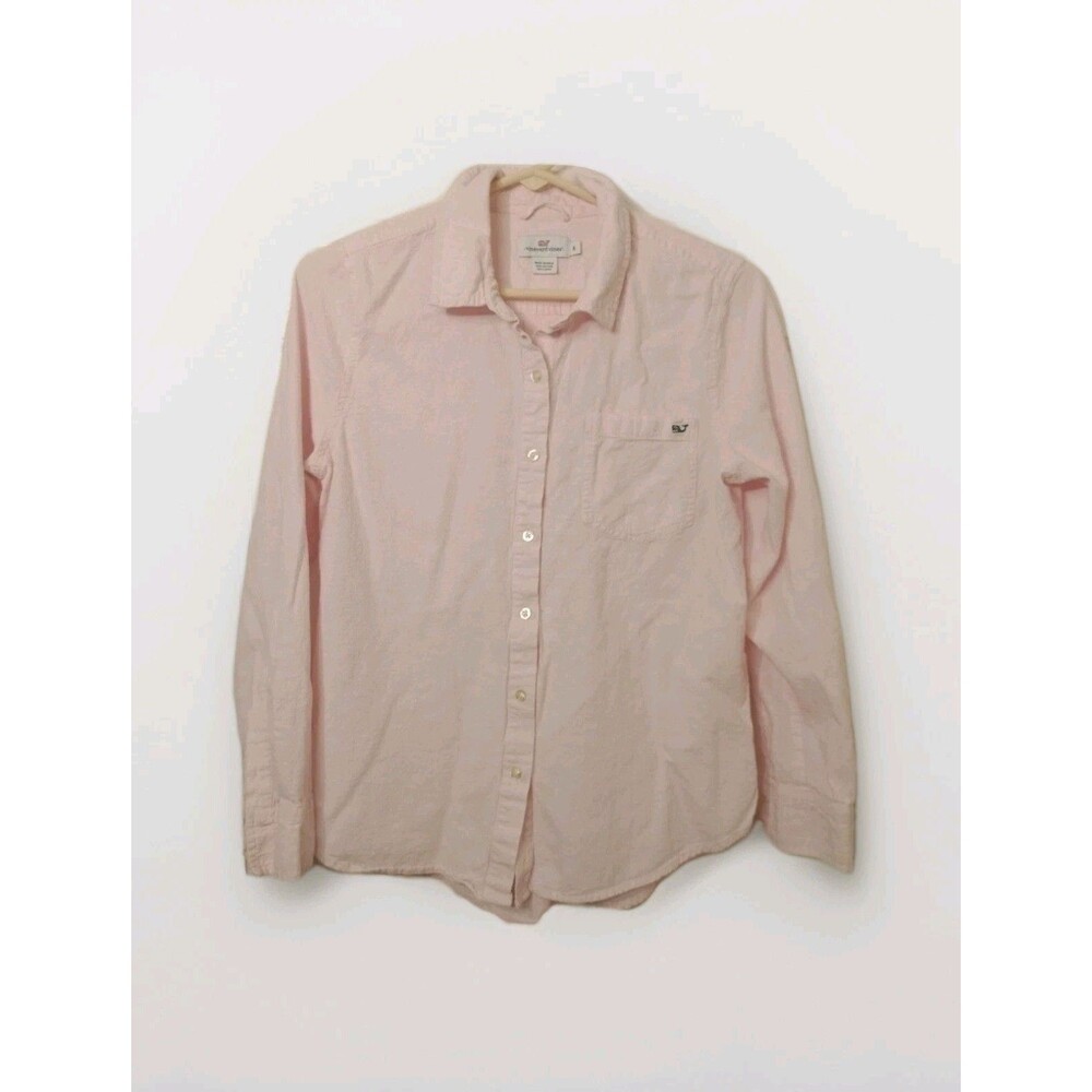 Vineyard Vines Button Up Long Sleeve Shirt Women’s SZ 6, Cotton Linen Light Pink